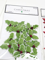 CHRISTMAS Paper Crafts Holly, Poinsettias, Garland Wreaths (1 1/2 to 2″ each)