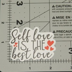 Self Love is the Best Love Black White Spell Out Hearts Care Saying Sticker