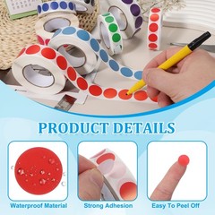 1000pcs Red Round Stickers 0.5 Inch Self-Adhesive Stickers Label