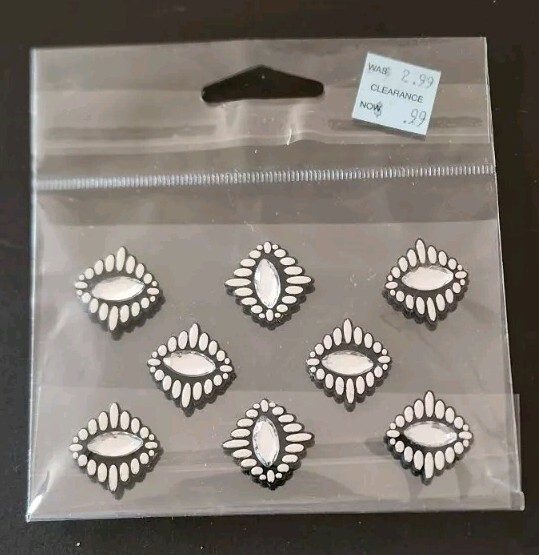 Pyramid Gem Diamond Dimensional Embellishments Rhinestones Stickers 8 Pieces