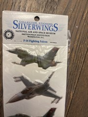 Vintage SilverWings Fighter Plane Stickers National Air And Space Museum F-16A