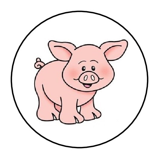 30 Cute Pink Pig Envelope Seals Labels Stickers 1.5″ Round