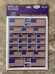3 Vintage Heartline Stickers, USA flags