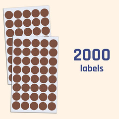 2000 Pack, 3/4″ Round Dot Stickers Circle Labels – Brown