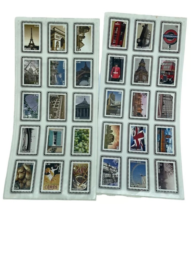 Paris France/England Paper Travel Stamp Stickers New!!