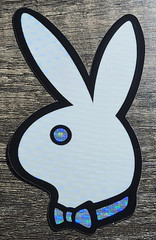 Vintage White PLAYBOY BUNNY Prism Glitter Vending Machine Sticker Rabbit Head