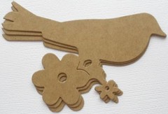 {3} BiRD on FLOWERS – Birds Bare Chipboard Die Cuts 3″ x 3 1/4″