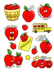 Vintage Hallmark APPLE School BUS Reward Stickers! 3 Sheets