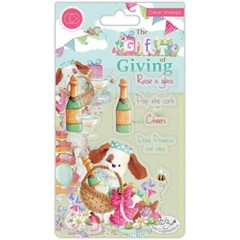 New Craft Consortium Clear rubber Stamp POP THE CORK CELEBRATE DOG free USA ship