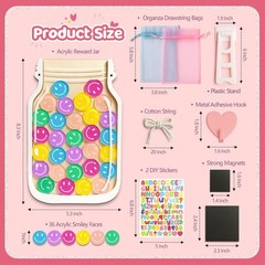 Magnetic Reward Jar for Kids, Smiley Token Behavior Chart, 8″ Star Jar
