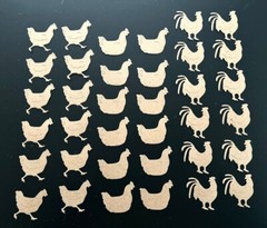 Barnyard Die Cuts * Chicken Trio * Twelve Sets * Black, White, Kraft or White