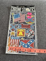 NEW! Vtg! 1984 Chrome Stickers Morgan Mark 1 Large Sheet USA Dixie Pride Trump