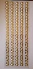 CraftbuddyUS 5 GOLD Round w/ 6mm Pearl Self Adhesive Rhinestone Stripes
