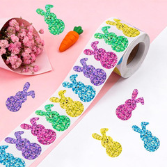 500 Pcs Bling Easter Bunny Stickers, 1.5» X 0.8», 5 Colors for Decorating