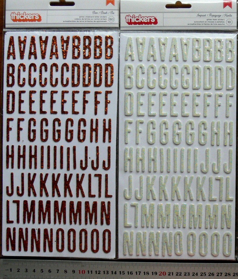 IMPRINT Glitter Boo COPPER APRICOT & WHITE, Av 30mm H & 3-15mm Wide Choice L4L