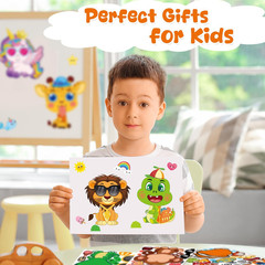 Stickers for Kids – 48 Sheets 8.6″ X 5.8″ Party Favors Animal Make a Face Sticke