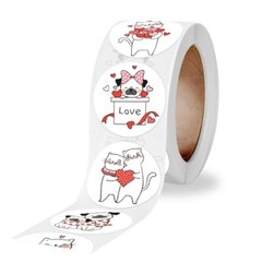 500Pcs/Roll Cute for Cat Dog Thank You Stickers Round Cartoon Animal Adhesive La