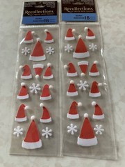 *2 PKGS* RECOLLECTIONS STICKERS FUZZY CHRISTMAS HATS FUZZY SANTA HAT STICKERS