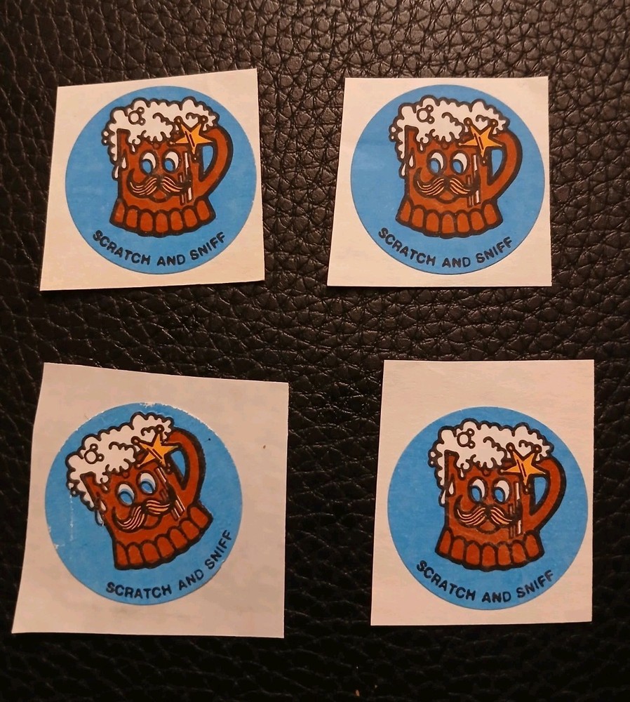 4 Vintage 80s matte CTP Scratch & Sniff Papa ROOT BEER Float stickers