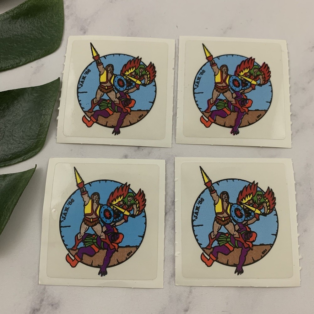 He-Man Vintage 80s Stickers Lot of 4 Masters of the Universe Cartoon Jan 86 BJ