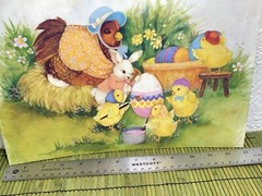 VTG Mother Hen Chicks Card Stock Ephemera Decoupage Junk Journal Smash Book