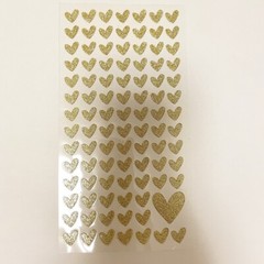 Gold Glitter Small Heart Sticker 95 Count Self-Adhesive 0.35Inchs 90mm Crafts