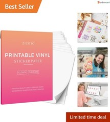 Glossy Waterproof Vinyl Sticker Paper – 15 Sheets for Inkjet & Laser Printers