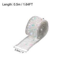 1.64FTx1″ Crystal Rhinestone White Gems+Silver Chain