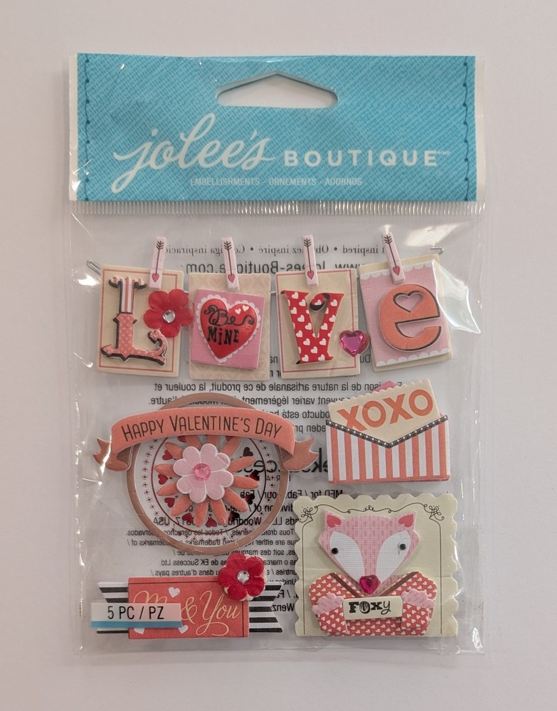 Jolee’s Happy Valentine’s Day Words Love XOXO Scrapbooking Stickers
