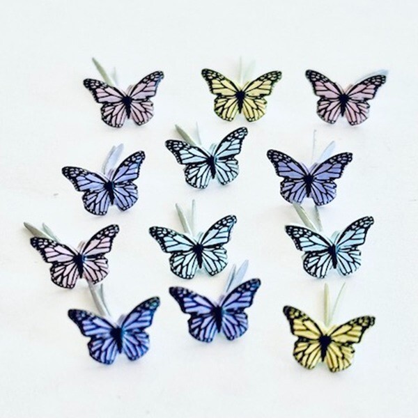MINI BUTTERFLY SCRAPBOOKING DECORATIVE BRADS EYELET OUTLET 8 PCS 4 COLORS