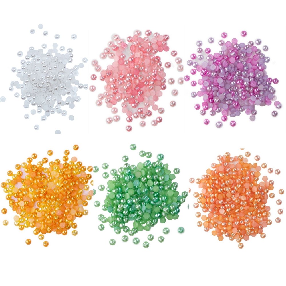 Buttons Galore Flat Back Half Pearls for DIY Crafts (6) Soft Colors