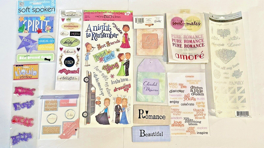 Scrapbooking Stickers Lot of 10 pkg LOVE COUPLE Assorted Types Brands Scrapbook