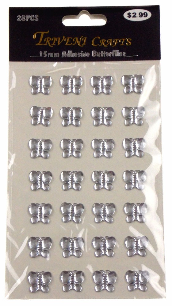 Butterflies Self Adhesive Gems Stick On 15mm 140 pcs Lot 5 Triveni Crafts Cards