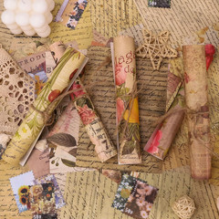 300PCS Vintage Scrapbooking Supplies Scrapbook Paper Journaling Kit Aesthetic De