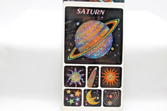 1994 Vintage Planet Laser Stickers ST-737 Adorn Gift NOS Saturn Celestial Moon