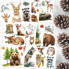 12 Sheets Rub on Transfers for Crafts and Furniture,Multiple Animal Rub on Trans