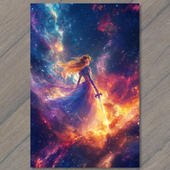 STICKER Galaxy Sword Woman Space Sky Power Cosmic Starscape Energy