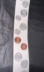 Vintage Coins Money Quarters Pennies Unbranded Stickers Roll Scrapbooking