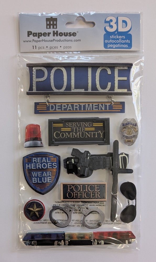 Police Department Officer Hero 3D Scrapbooking Stickers By Paper House