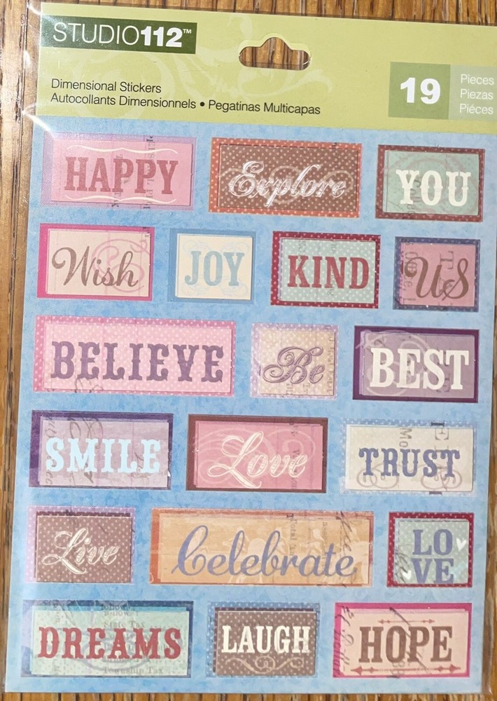 K&Company Studio 112 Words Happy Explore Wish Joy Believe Us Smile Love Sticker