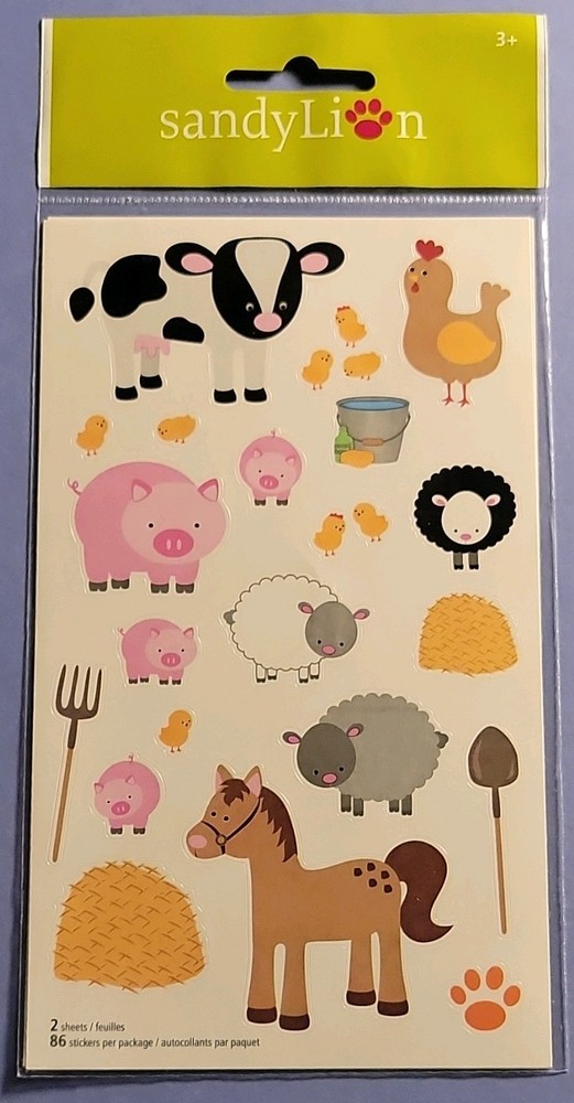 Sandylion Multicolor Farm Animals Scrapbooking Stickers