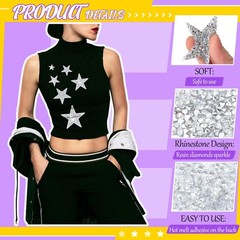 Geosar 120 Pcs 4 Sizes Star Patches Iron On Rhinestone Adhesive Sequin Glitter