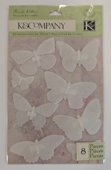 Brenda Walton Flora & Fauna White Butterfly Vellum Scrapbook Stickers K&Company