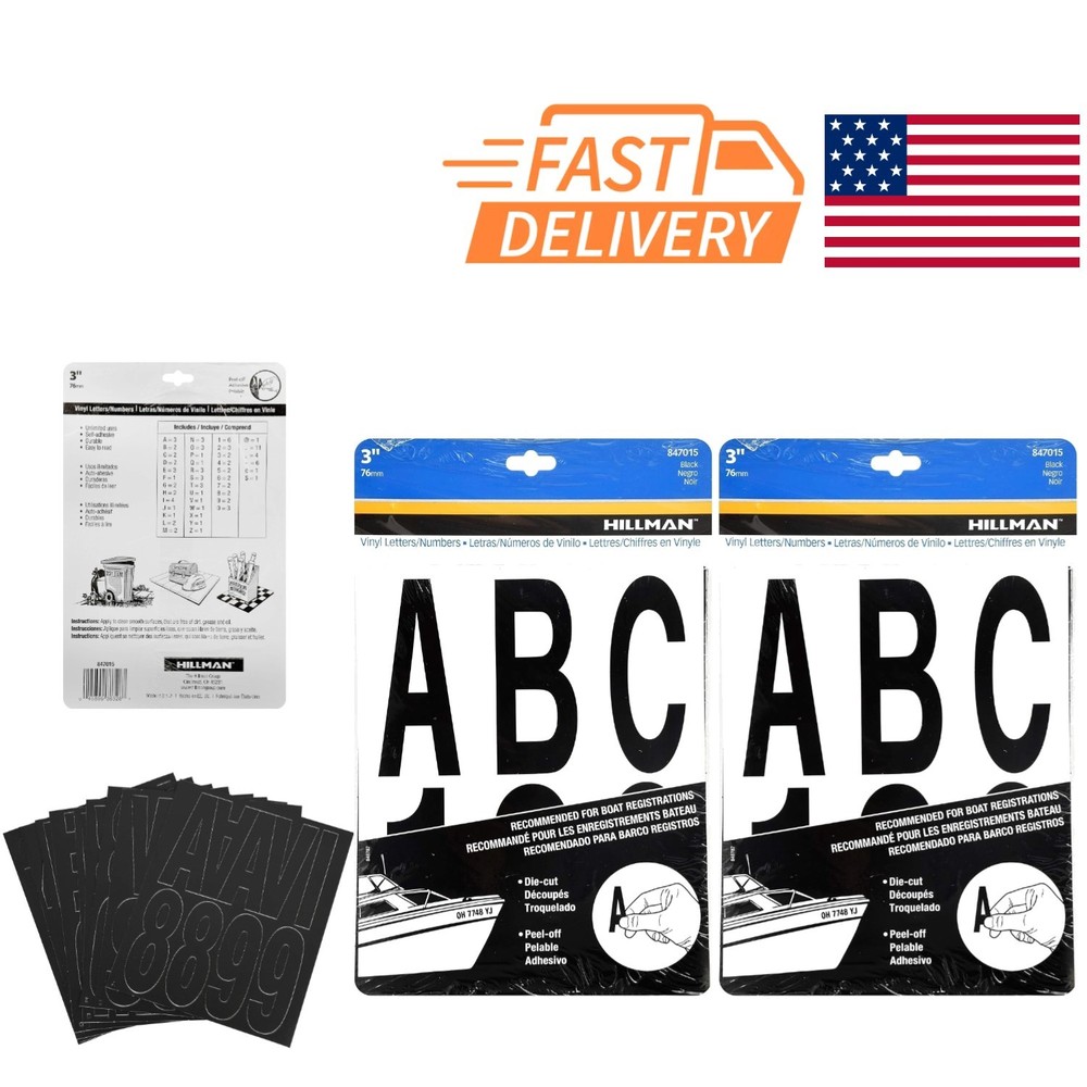 Self Adhesive Black Die Cut Letters and Numbers 3 Inch for Signage and Decor