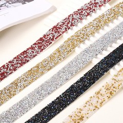 1 Inch x 1 Yard Crystal Rhinestone Sticker Ribbon Gold Yellow