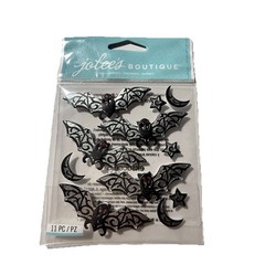 Jolee’S Boutique Black & Silver Bats Moons And Stars Stickers Red Gems Eyes