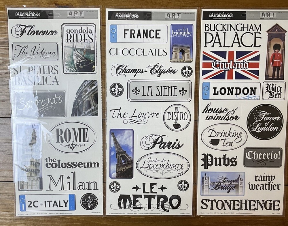 Creative Imagination Rome France London Danelle Johnson Epoxy Stickers Scrapbook