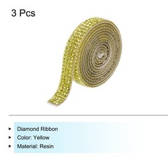3Roll 3 Yards 8mm Diamond Ribbon Yellow