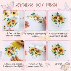 Floral Rub on Transfers for Crafts and Furniture, 2 Sheets Large Flower Butterfl