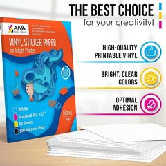 Inkjet Printable Vinyl Sticker Paper – 50 Self-Adhesive